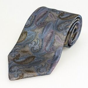 JB Mens Silk Paisley Tie Blue Purple Jacquard Woven Classic Neck Tie 56x3.75